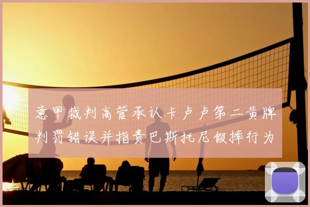 意甲裁判高管承认卡卢卢第二黄牌判罚错误并指责巴斯托尼假摔行为