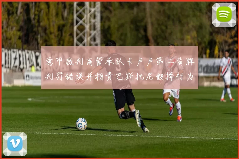 意甲裁判高管承认卡卢卢第二黄牌判罚错误并指责巴斯托尼假摔行为