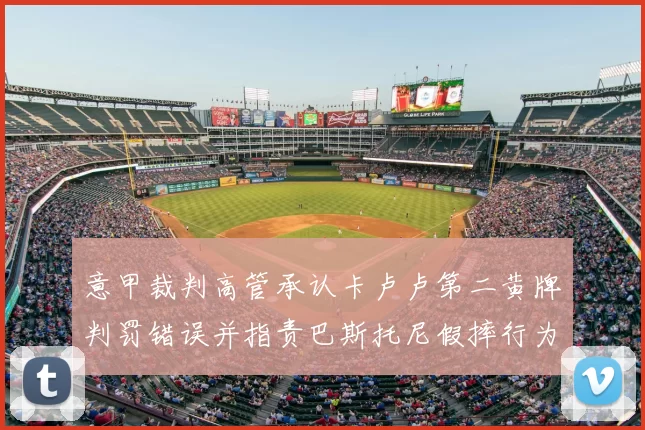 意甲裁判高管承认卡卢卢第二黄牌判罚错误并指责巴斯托尼假摔行为
